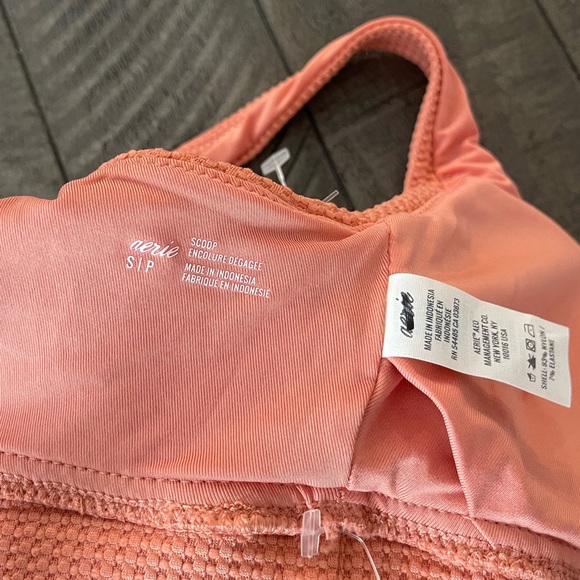 NWOT! AERIE Peach Scoop Neck Waffle Knit Bikini Top! - Picture 3 of 4